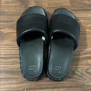 A New Day Black Slide Sandals
